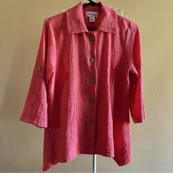 Peck & Peck peachy-pink blouse, Size L. Like new. - Picture 1 of 6